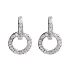 fashion custom wholesale women ladi jewelry gift silver circle zircon 925 earring
