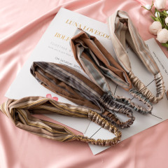 vintage coffee Brown striped Cloth Wrapped Girls Hair Accessories Hair bands hairband