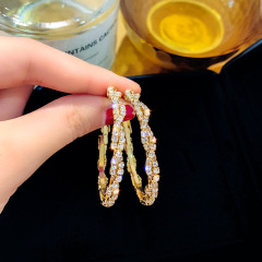 2020 fashion girls jewelry winding rhinestone hoop earrings for women 2020 fashion girls jewelry winding rhinestone hoop earrings for women
