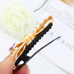 Amazon Top Seller Candy Color Felt Fabric Metal Bow Hair Clip for Girls Kids