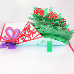 OEM christmas birthday gift laser cut handmade 3d pop up card football stadium