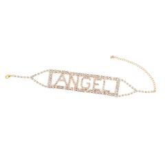 Fashion Punk Exaggeration Super Flash Night Club Rhinestone Letter HONEY Choker Necklace For Women