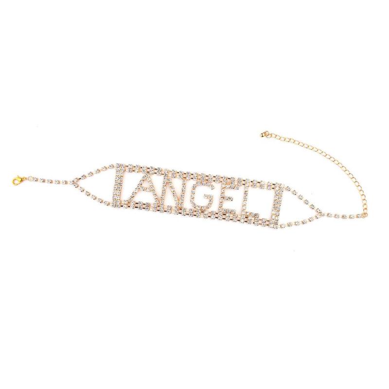 Fashion Punk Exaggeration Super Flash Night Club Rhinestone Letter HONEY Choker Necklace For Women Fashion Punk Exaggeration Super Flash Night Club Rhinestone Letter HONEY Choker Necklace For Women