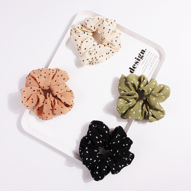 Ins Super Chic Korean Custom Dot Multicolored Chiffon Hair Scrunchies for Girls