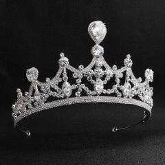 wholesale korea Alloy Water Lead Handmade Wedding Bridal round full pageant crowns