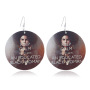 2020 new arrive custom 10designs fashion printing big round drop african afro wooden earring wood jewelry for women