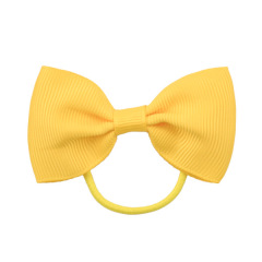 Amazon hot sale baby hair accessories children's solid color elastic bow hair ties for girls