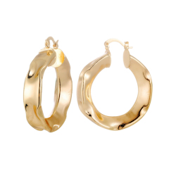Fashion elegant circle women wrinkle twisted 18k gold plated hoop copper earrings