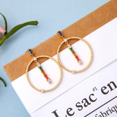 2019 Hot Sale women jewelry stainless steel diamond gold hoop earrings