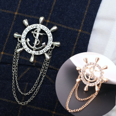 2020 INS amazon korean alloy rhinestone crystal cheap men's male brooches for men's suit