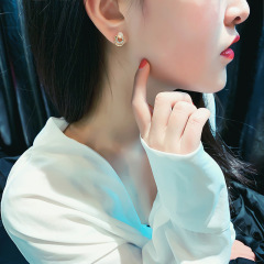 Round zircon S925 silver needle crystal alloy new design opal stud earring Round zircon S925 silver needle crystal alloy new design opal stud earring