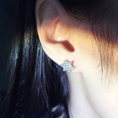 Bohemian star shape rose gold plated moissanite diamond stud earrings