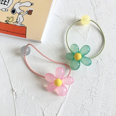 2020 summer cute 5pcs/set candy color heart flowers girls elastic acrylic baby hair ties with card