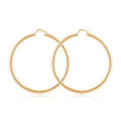 Fashion new circle 18k gold plated  smooth hoop copper women large earrings
