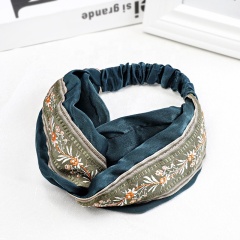 New multicolor retro embroidery beauty hairdresser accessories elastic hair band