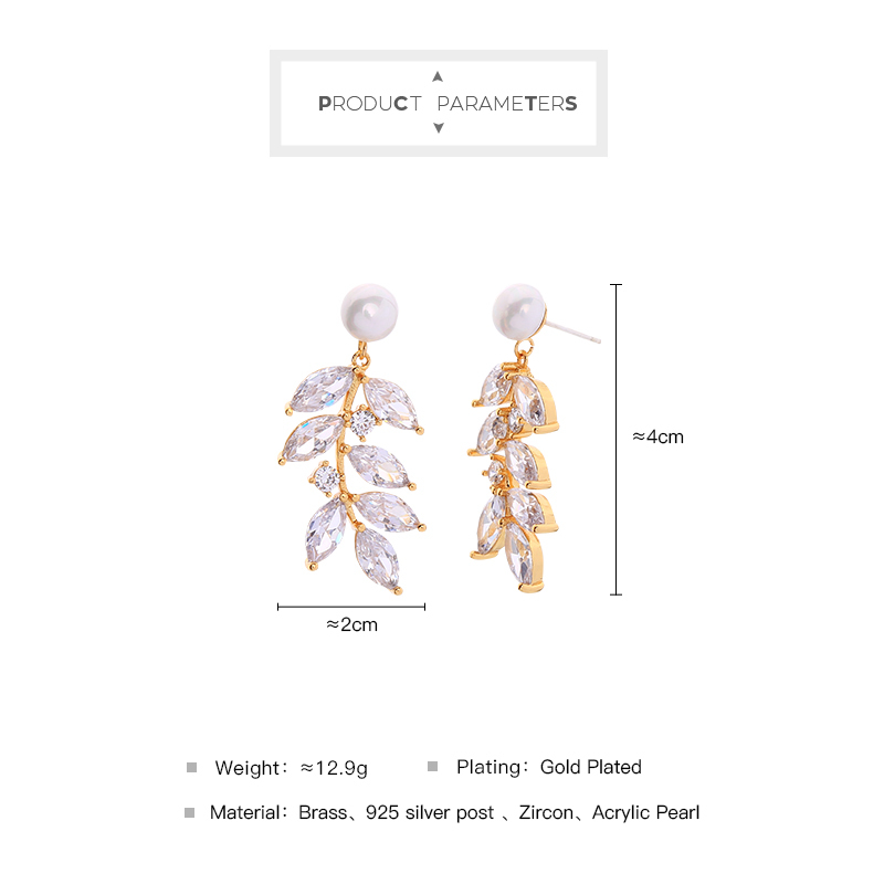 2019 Princess leaf style 925 silver and diamond for women for party earings 2019 Princess leaf style 925 silver and diamond for women for party earings
