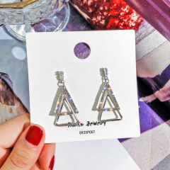 2020 fashion jewelry girls women geometric triangle crystal earrings for daily life