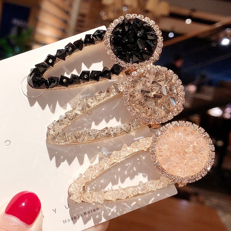 Wholesale single colored clip in hair extension metal diamond hair clip set with crystal