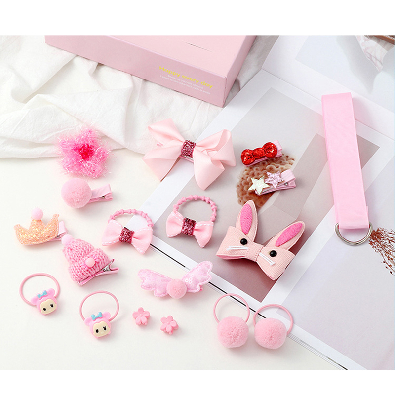 48pcs girls cartoon  bow hair clip hairpin hair band set with box