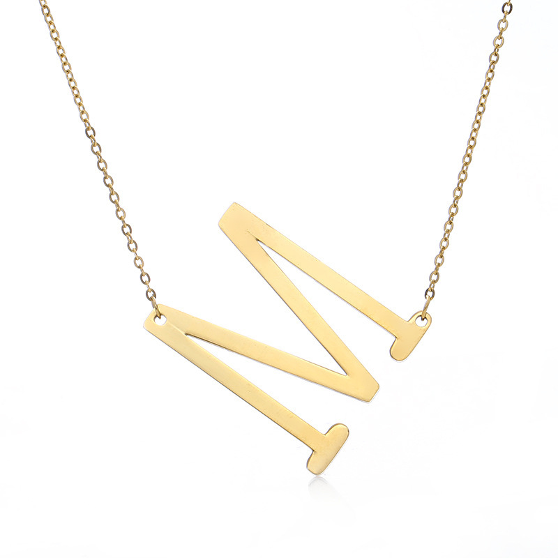 Fashion Stainless Steel large Initial Oversize Letter Alphabet Personalized Charm Necklaces For Women Fashion Stainless Steel large Initial Oversize Letter Alphabet Personalized Charm Necklaces For Women