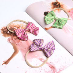 custom 3pcs autumn winter photograph seamless stripe bow infant elastic girl litter babi hair band