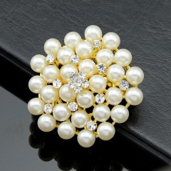 2020 fashion crystal girls alloy flower rhinestone pearl brooches for women