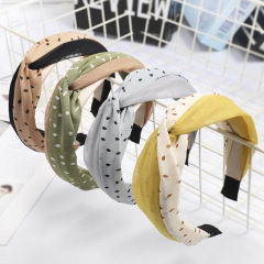 Wholesale Elegant Ladies Hair Accessories Polyester Fabric Dot Hair Band