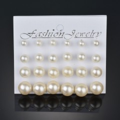 Korea fashion bride women jewelry cream-colored white pearl stud earrings set