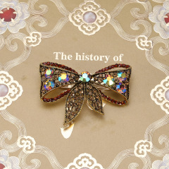 2020 Elegant Vintage wedding brooches Stone Colorful Women Fringe Crystal Brooch Bow brooch pin rhinestone