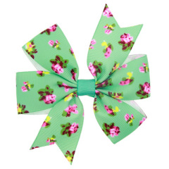 Boutique roses flowers printing hairbows baby girls hair clip for girls hair accessories