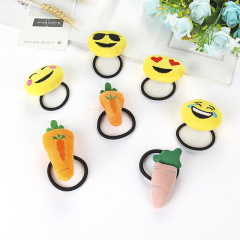 New creative cute kids girls expression smiley funny carrot rubber elastic hair ties