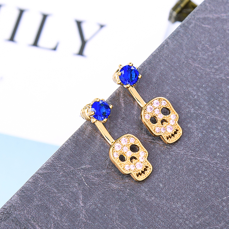 2019 Gold stainless steel diamond accessories women jewelry stud skull earrings 2019 Gold stainless steel diamond accessories women jewelry stud skull earrings