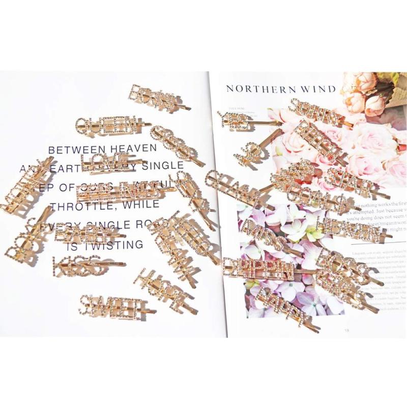 Sparkly Hair Accessories Rhinestone Letter Bobby Pin Word Crystal Hair pin Metal Hair Clips Sparkly Hair Accessories Rhinestone Letter Bobby Pin Word Crystal Hair pin Metal Hair Clips