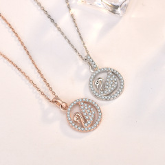 fashion jewelry  korean vermeil zircon necklace 18k gold plated 925 sterling silver necklace