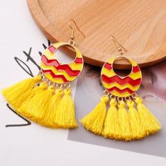 New retro bohemian women exaggerated big alloy creative tassel earrings
