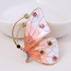 Hot Sale Crystal butterfly brooches in bulk Blossom Shape Female Collar Pin Party Gift butterfly brooch pin rhinestone