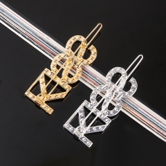 NO SLIP Ins custom girls rhinestone letter alphabet hair clips for women