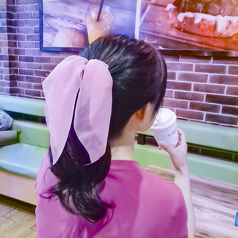 Wholesale Stylish Ins Super Fairy Girl Printed Long Ribbon Hair Scrunchies
