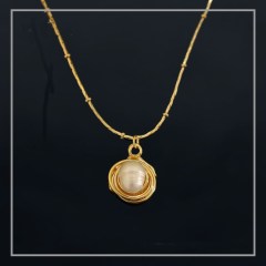 Fashion 18K gold pendant europe vintage jewelry baroque brass copper pearl necklace