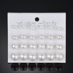 Korea fashion bride women jewelry cream-colored white pearl stud earrings set