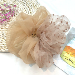 Fashion women hair accessories solid color splice dot Organza lace large scrunchies