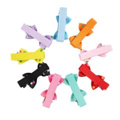Hot baby girls personalized fabric flowers dot ribbon bow hair clips