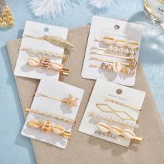 2019 Korean style retro colorful sea shell pearl barrettes cheveux princess hair clip set 2019 Korean style retro colorful sea shell pearl barrettes cheveux princess hair clip set