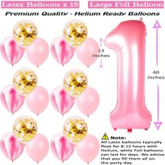 Rose Crown Banner Confetti Latex Balloon 1st birthday party decorations