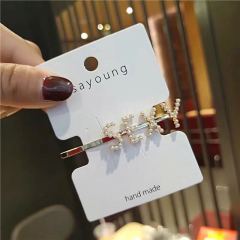 Custom Girl hair clip korean vintage metal ladies pearl Barrettes letter Hair clips