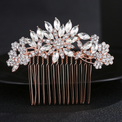 Fashion flower Wedding hair accessories crystal rose gold bridal hair comb