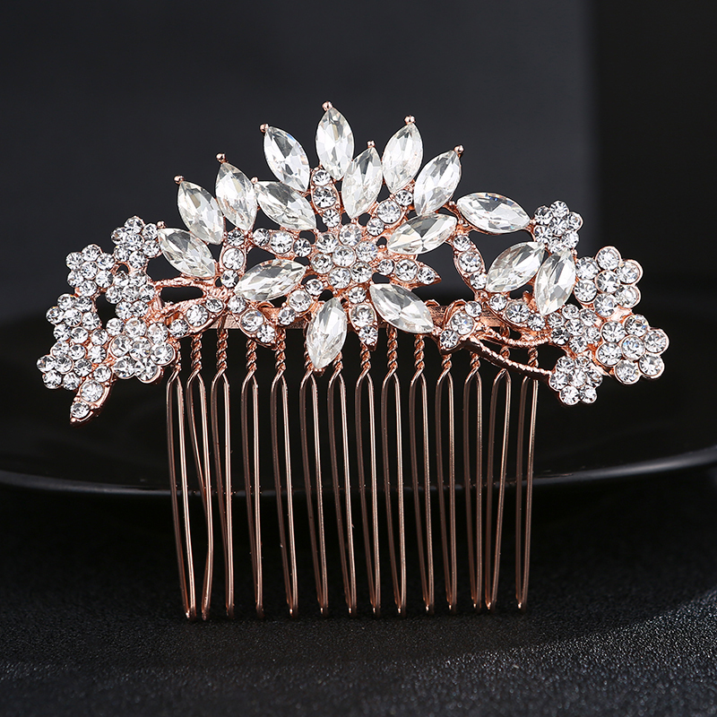Fashion flower Wedding hair accessories crystal rose gold bridal hair comb Fashion flower Wedding hair accessories crystal rose gold bridal hair comb