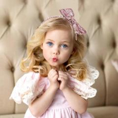 Pink children glitter bling hairband christmas big bow babi headband