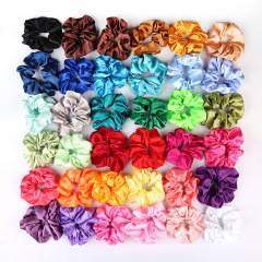 wholesale customized 40 colors elastic stain scrunchies for girls ponytail holder