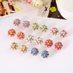 Korean Fashion women personality rhinestone cute rose flower stud earring